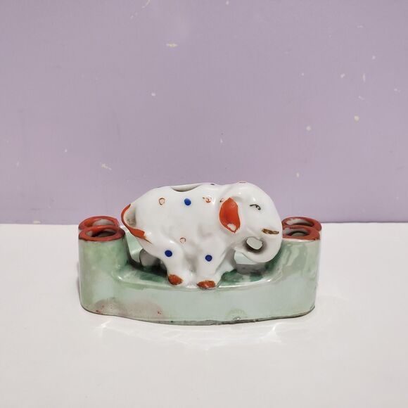 Ashtray Vintage Elephant Japanese Porcelain Figurine 4"×2"×2" - Picture 3 of 12